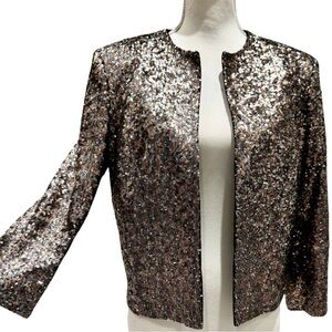 VTG Helene London Metallic Mixed-Sequin Open Front Blazer Jacket | Like NEW (M)